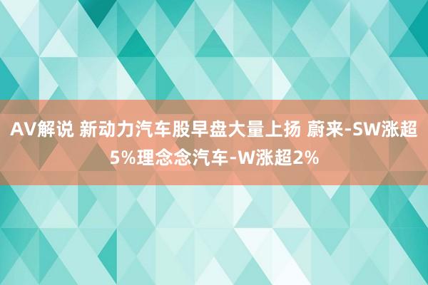 AV解说 新动力汽车股早盘大量上扬 蔚来-SW涨超5%理念念汽车-W涨超2%
