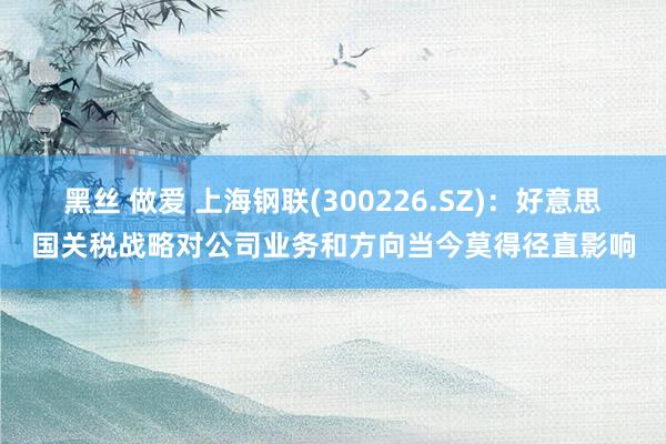 黑丝 做爱 上海钢联(300226.SZ)：好意思国关税战略对公司业务和方向当今莫得径直影响